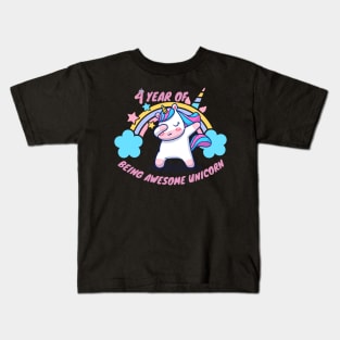 4 year of being Awesome unicorn Kids T-Shirt